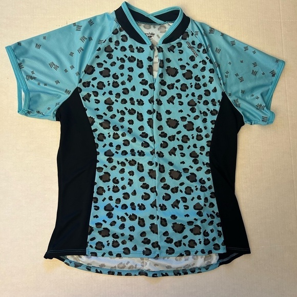 Shebeest women’s cycling jersey shirt in leopard teal print Sz-XL. Y19 - Picture 4 of 8